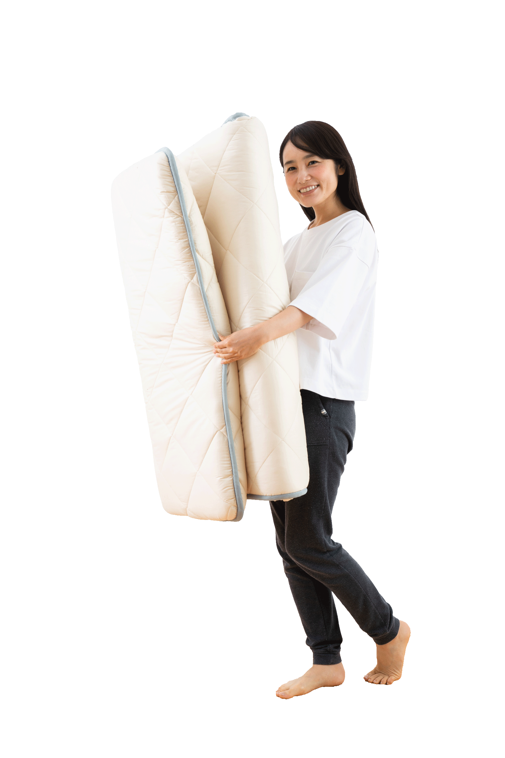 HIMARI shikibuton folded and carried for storage