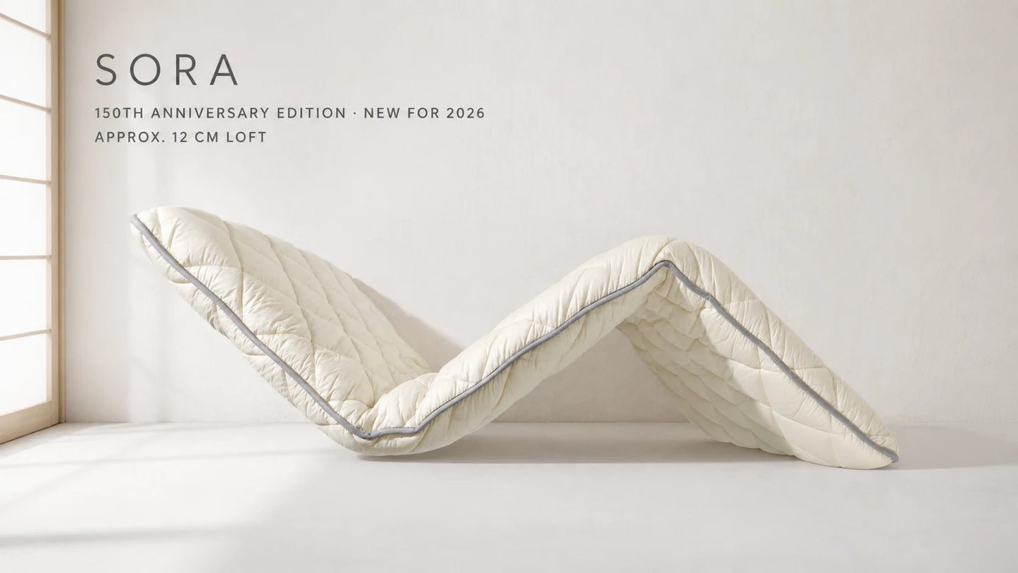 SORA 150th Anniversary Limited Edition flexed into a wave, showing approx. 12 cm loft and foldable construction