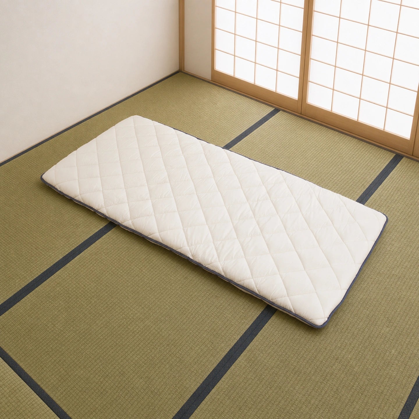 HIMARI shikibuton laid out on natural igusa tatami