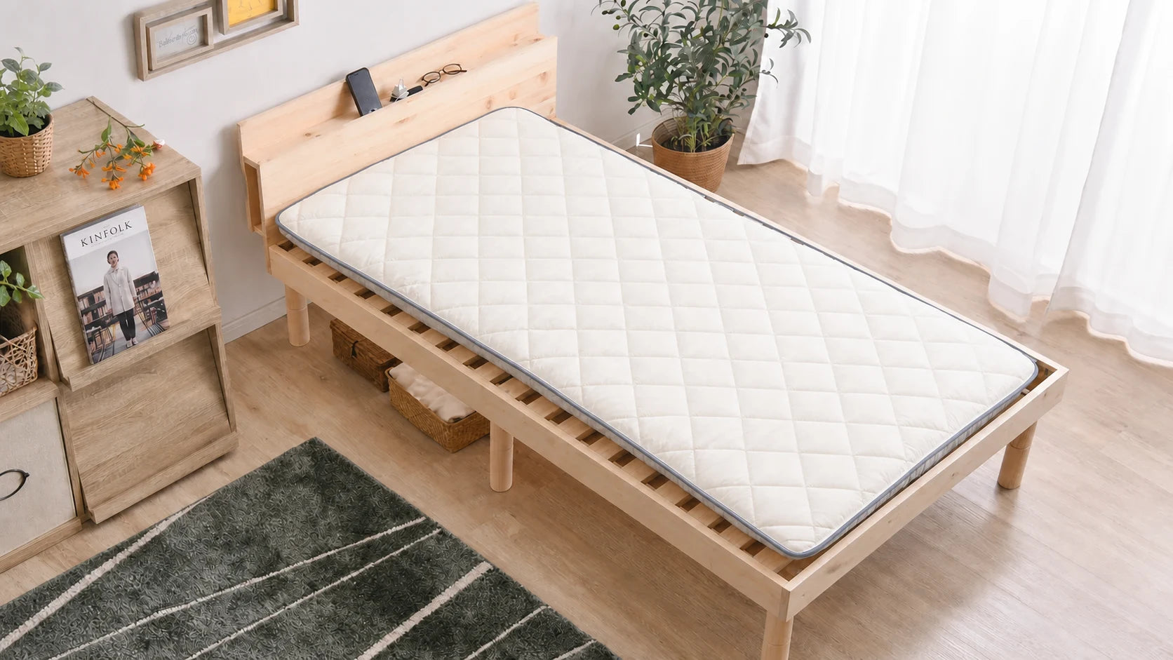 HIMARI placed on a low slatted platform frame