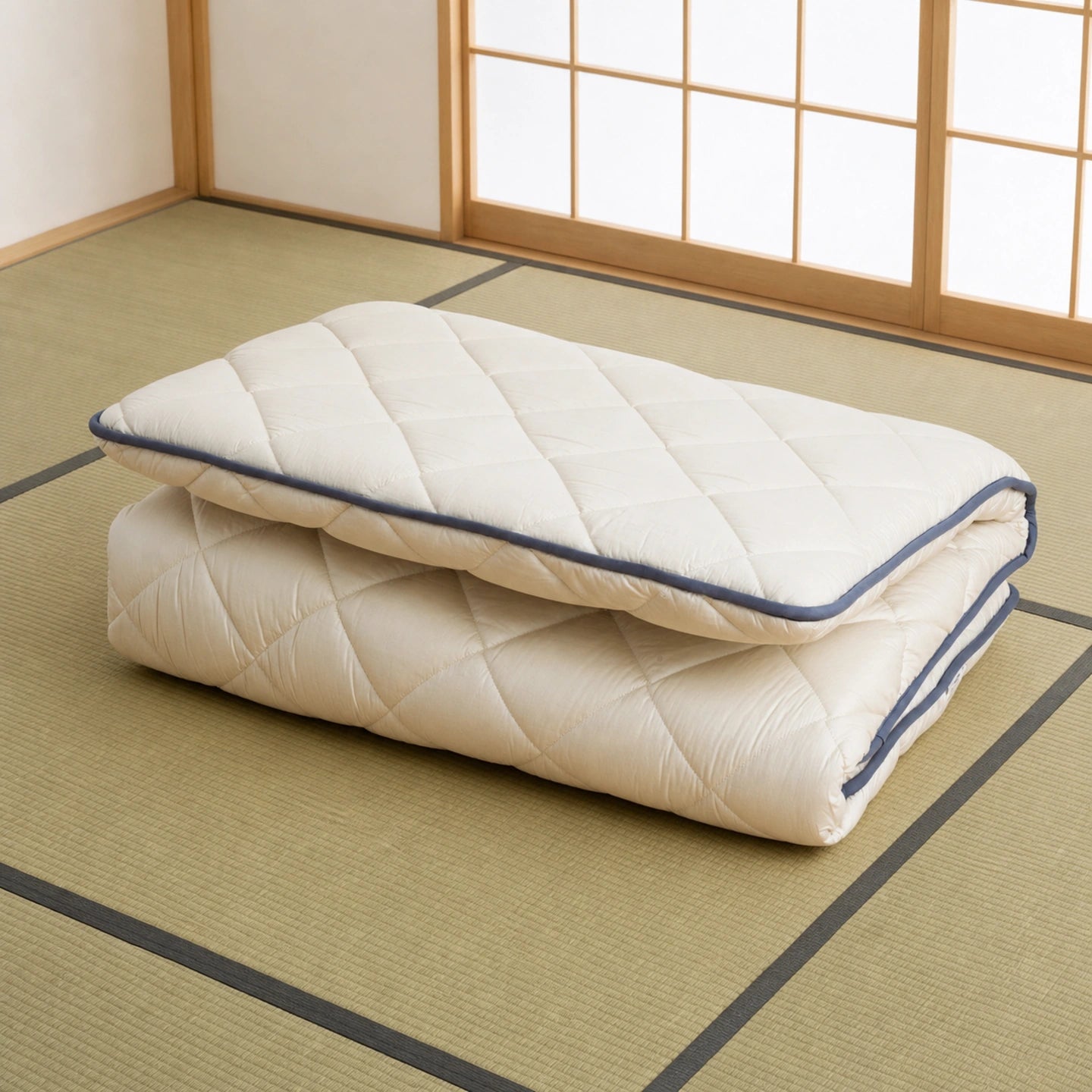 HIMARI folded on natural igusa tatami in a Japanese room